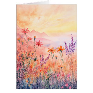 Tarjeta de nota de naturaleza acuarela - Amanecer