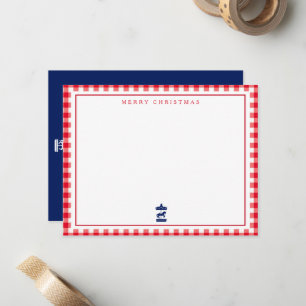 tarjeta de nota de Navidad Gingham chic
