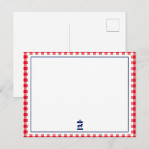 tarjeta de nota de Navidad Gingham chic