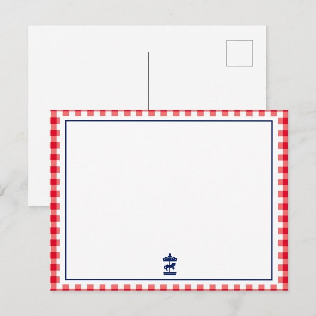tarjeta de nota de Navidad Gingham chic (Anverso / Reverso)