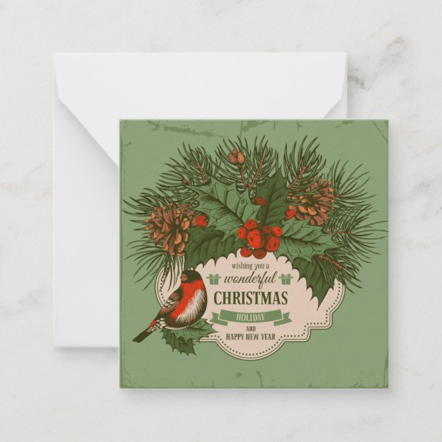 Tarjeta de nota de Navidades de corte (Anverso)
