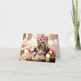 Tarjeta de nota de Navidades de porcino de Yorkshi