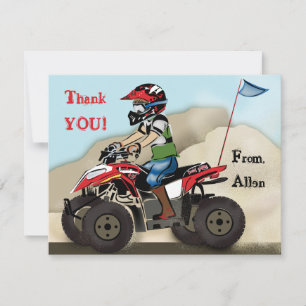Tarjeta de nota de niño ATV rojo y negro