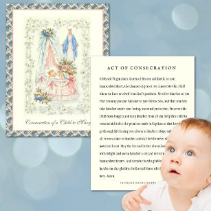 Tarjeta de nota de niño o Chica orando a la Virgen