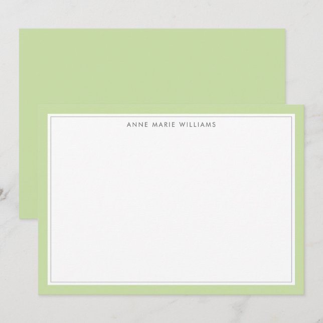 Tarjeta de nota de nombre de dos bordes verde clar (Anverso / Reverso)