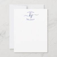 Tarjeta de nota de nombre de monograma blanco de l