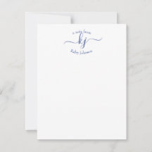 Tarjeta de nota de nombre de monograma blanco de l