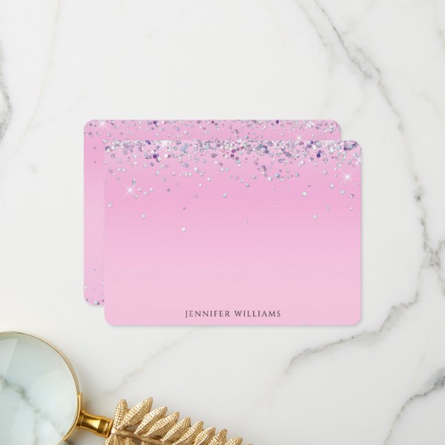 Tarjeta de nota de nombre personalizado rosado del (Anverso/Reverso In Situ)