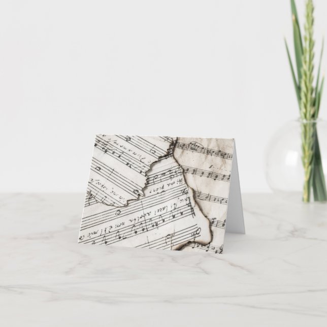 Tarjeta de nota de notas de música de hojas de cos (Anverso)