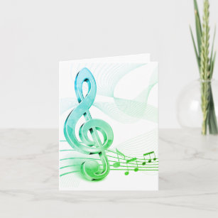 Tarjeta de nota de notas de música de verde azulad