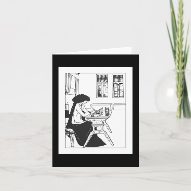 Tarjeta de nota de Nouveau del arte de Beardsley (Anverso)