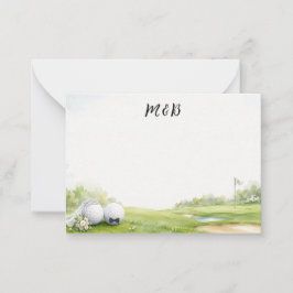 Tarjeta de nota de novia y novio de boda de golf, 