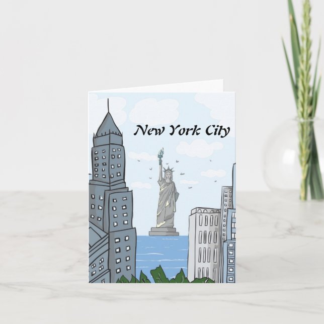 TARJETA DE NOTA DE NYC SKYLINE Y LADY LIBERTY (Anverso)