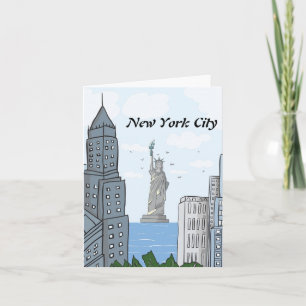 TARJETA DE NOTA DE NYC SKYLINE Y LADY LIBERTY