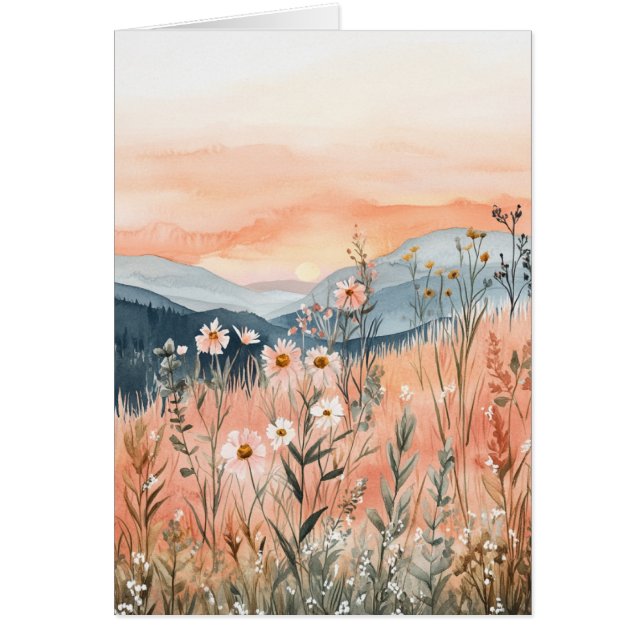 Tarjeta de nota de ocasión Flora acuarela (Frente)