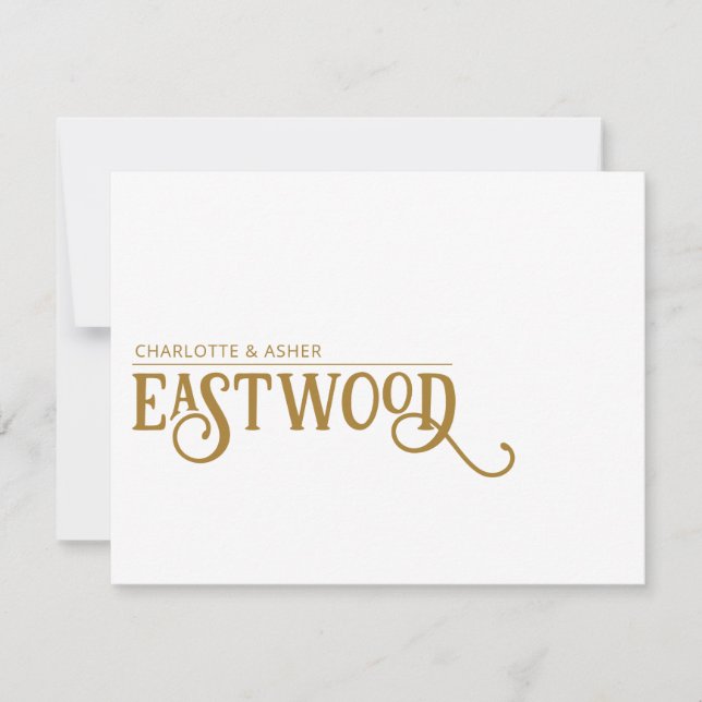 Tarjeta de nota de oro de nombre único de pareja (Anverso)