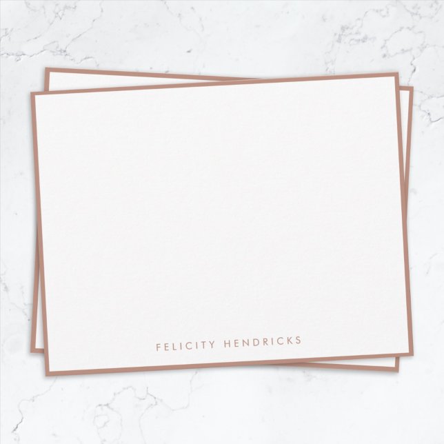 Tarjeta de nota de oro rosa | Tarjeta de nota de l (Elegant rose gold border note card by Guava - modern, minimalist, and easily customizable.)