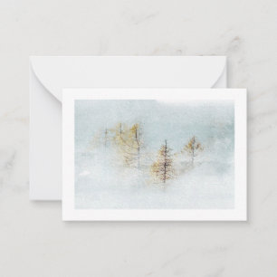 Tarjeta de nota de paisaje de acuarela de invierno