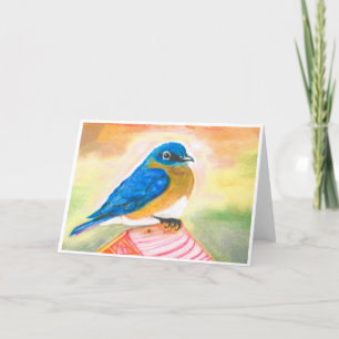 Tarjeta de nota de pájaro azul<Blank Inside>
