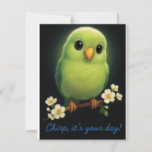 Tarjeta de nota de pájaro verde lindo - Chirp, es