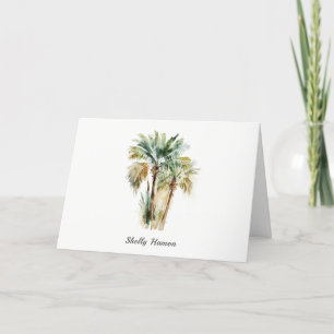 Tarjeta de nota de palmeras acuáticas tropicales