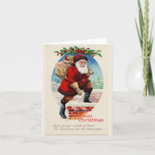Tarjeta de nota de Papá Noel Vintage para Navidade
