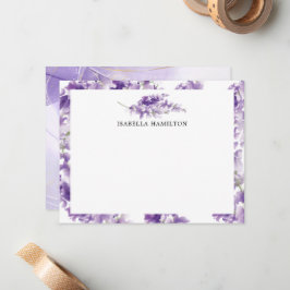Tarjeta de nota de papel de Boda de lavanda