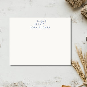 Tarjeta de nota de papel de carta elegante azul pi