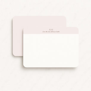 Tarjeta de nota de papel de monograma rosa de colo