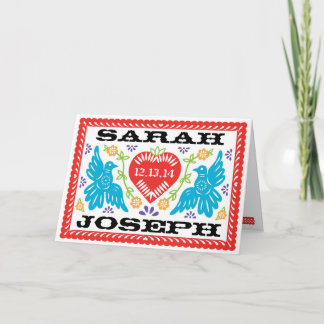 Tarjeta de nota de Papel Picado de los Lovebirds