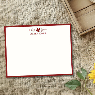 Tarjeta de nota de papelería clásica Dove Burgundy