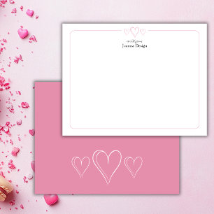 Tarjeta de nota de papelería con borde rosa de car