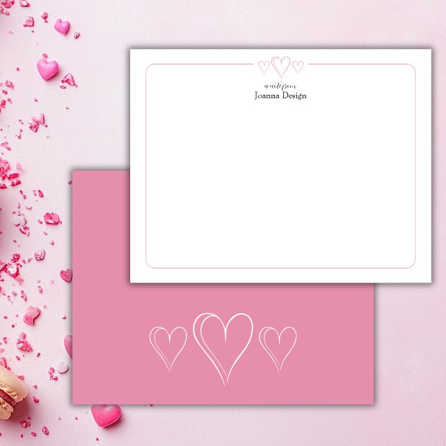 Tarjeta de nota de papelería con borde rosa de car (Subido por el creador)