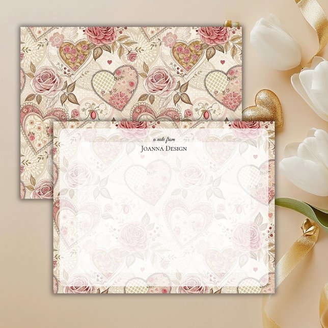 Tarjeta de nota de papelería con corazón de rosas  (Subido por el creador)