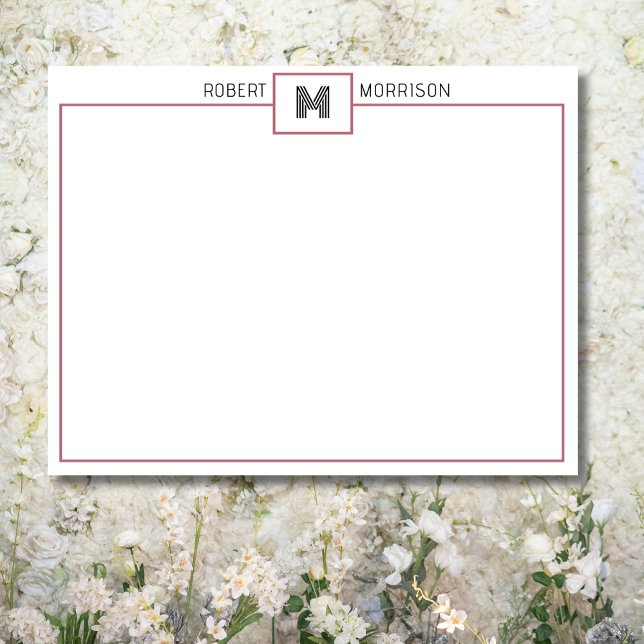 Tarjeta de nota de papelería con monograma Chic Ro (Subido por el creador)