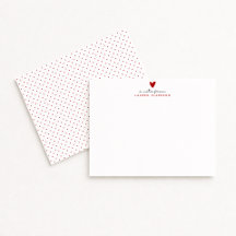 Tarjeta de nota de papelería de corazón rojo del d