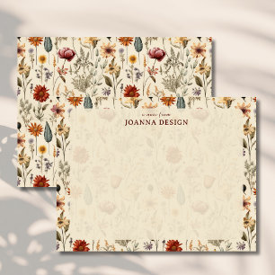 Tarjeta de nota de papelería de flores silvestres