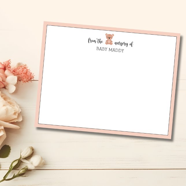 Tarjeta de nota de papelería de nursery de osito d (Subido por el creador)