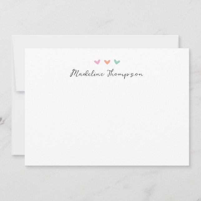 Tarjeta de nota de papelería de secuencia de coraz (Anverso)