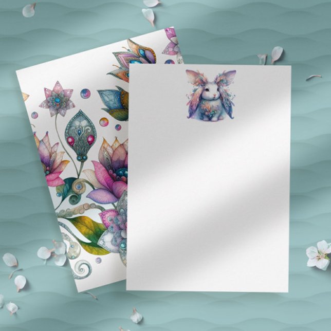 Tarjeta de nota de papelería del conejo de Pascua  (Easter bunny notecard pastel watercolor art unique to Do Tell A Belle)