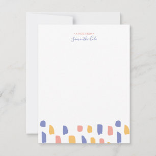 Tarjeta de nota de papelería personalizada colorid