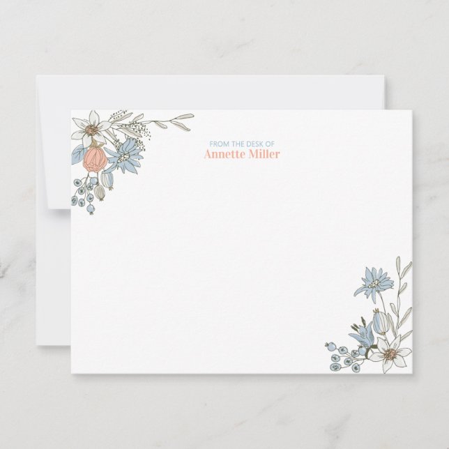 Tarjeta de nota de papelería personalizada floral  (Anverso)