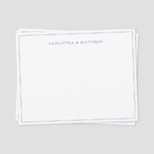 Tarjeta de nota de pareja con borde doble azul