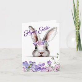 Tarjeta de nota de Pascua "Bunnies and Flowes"