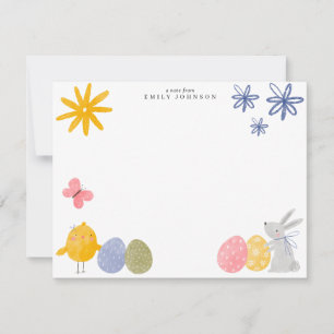 Tarjeta de nota de Pascua de conejito de primavera