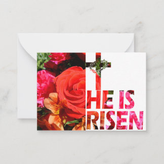 Tarjeta de nota de Pascua Floral "He Is Risen"