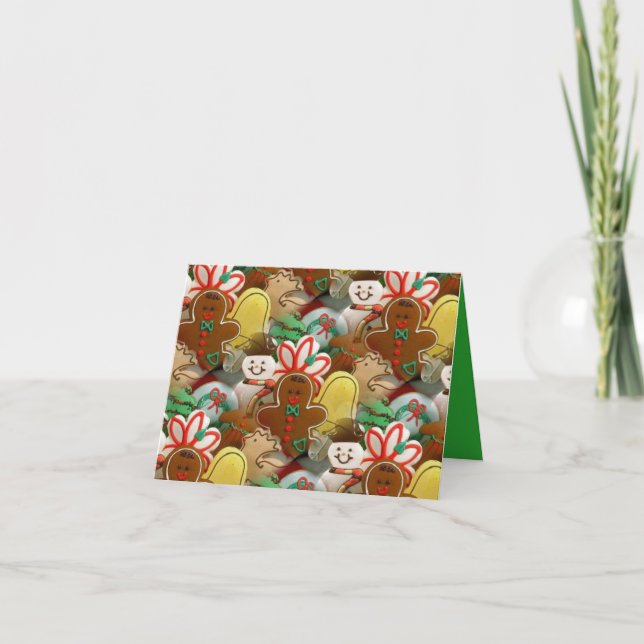 Tarjeta de nota de patrón de galletas de Navidad (Anverso)