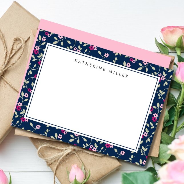 Tarjeta de nota de patrón floral elegante de la ma (Subido por el creador)