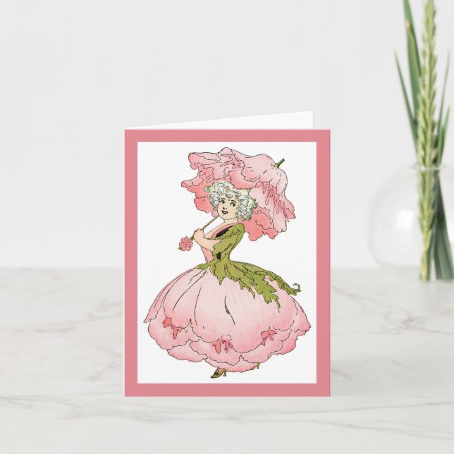 Tarjeta de nota de Peony Lady rosa (Anverso)