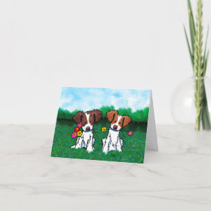 Tarjeta de nota de perro Brittany de KiniArt